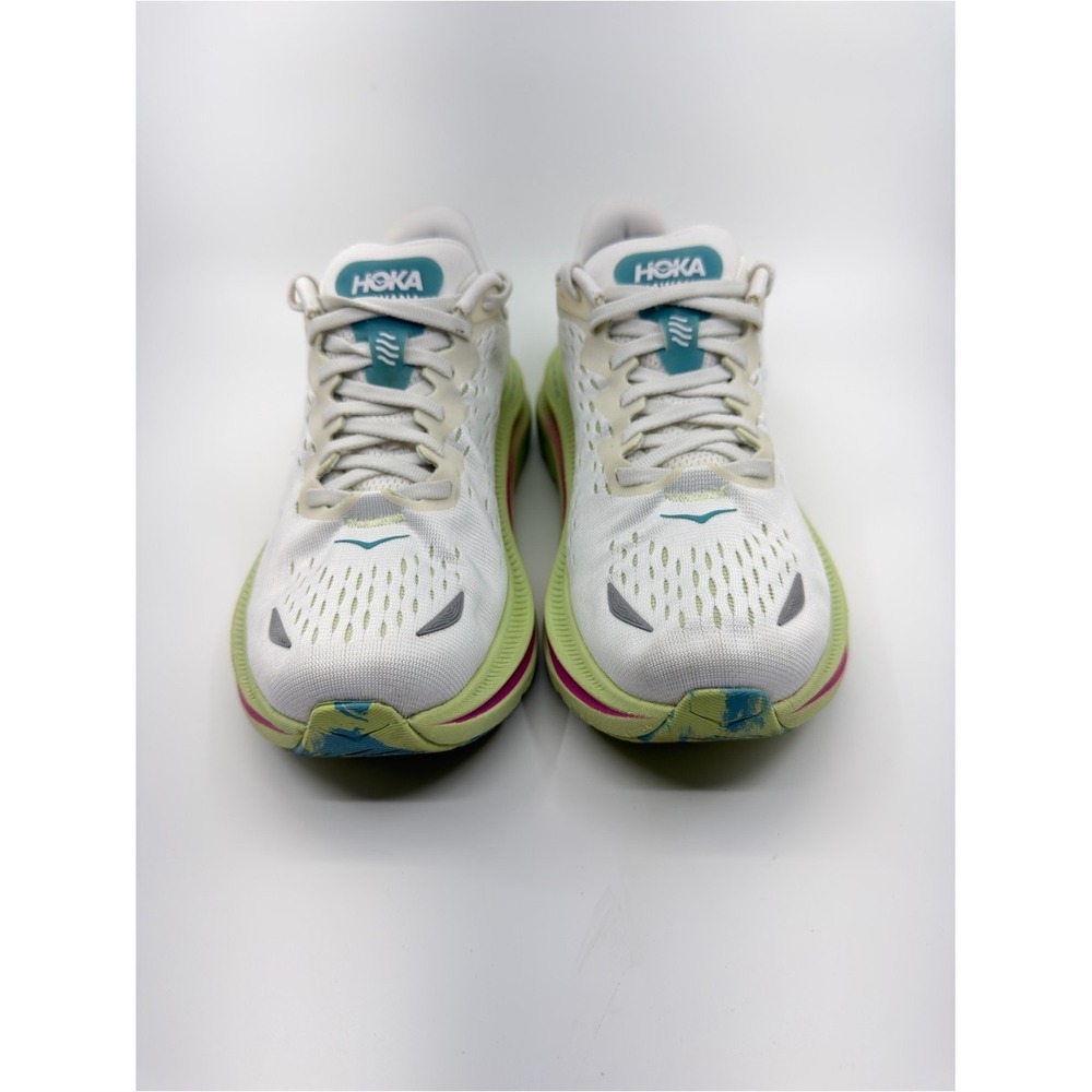 Hoka Womens 8 White Kawana Running Shoes Sneakers Teal Pink Lime Green - Picture 2 of 10